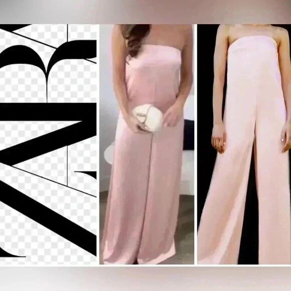 Zara pink wide leg jumpsuit - Picture 2 of 14